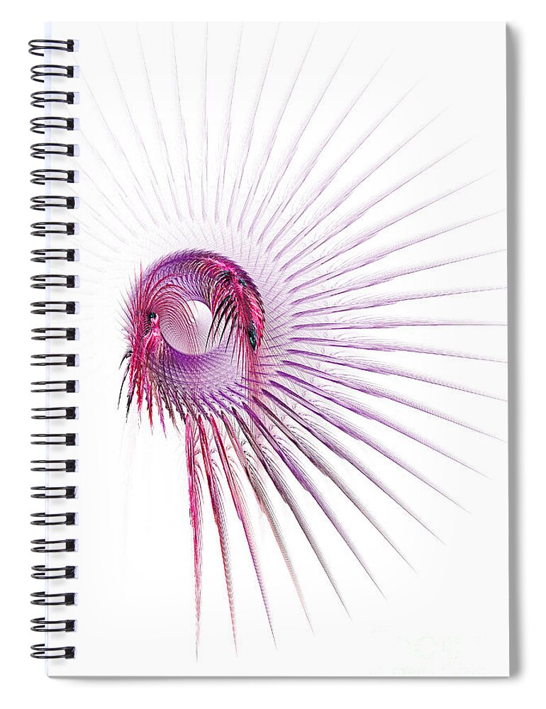 Fractal Spiral Notebook featuring the digital art Dreamcatcher by Ann Garrett