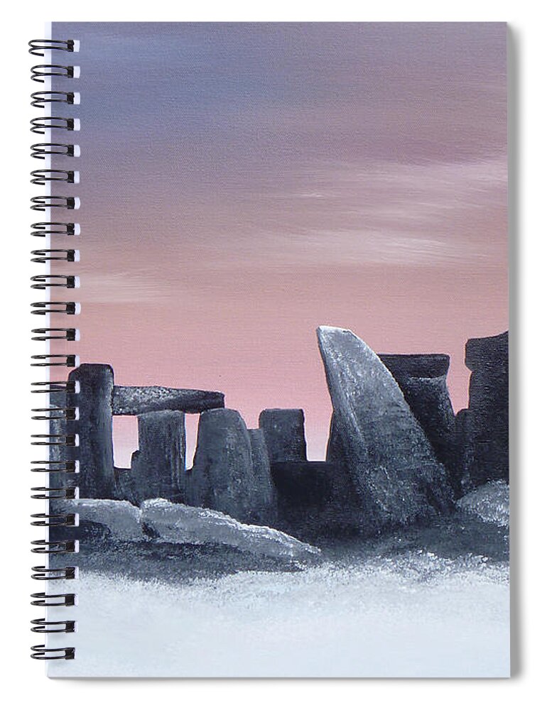 Dusk Spiral Notebook featuring the painting Dusk On The Winter Solstice At Stonehenge 1877 by Alys Caviness-Gober