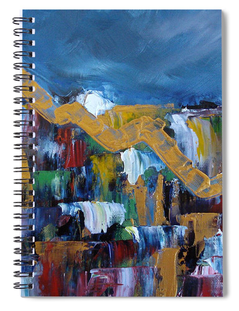 Abstract Spiral Notebook featuring the painting Economic Meltdown by Judith Rhue