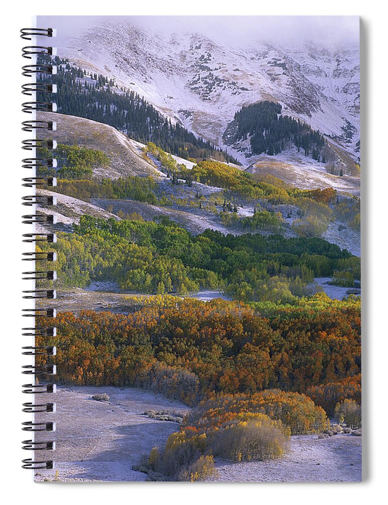 00176729 Spiral Notebook featuring the photograph Elk Mountains With Dusting Of Snow by Tim Fitzharris