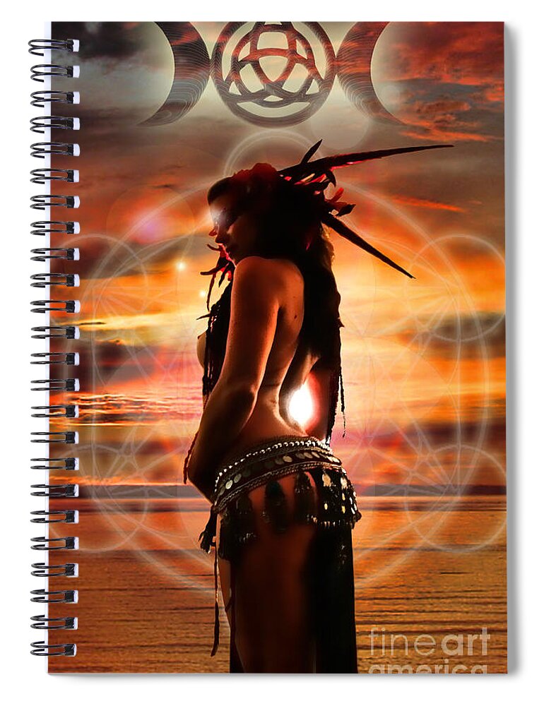 Sunset Spiral Notebook featuring the digital art Embrace The Goddess by Recreating Creation