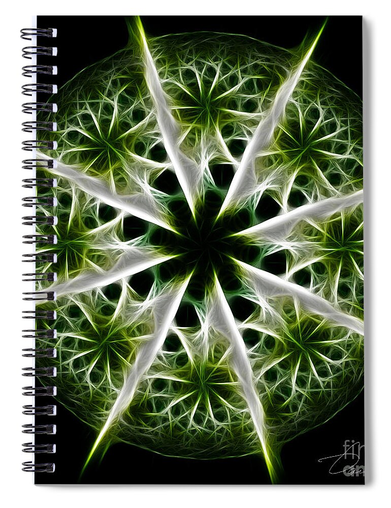 Mandala Spiral Notebook featuring the digital art Emerald Tales by Danuta Bennett