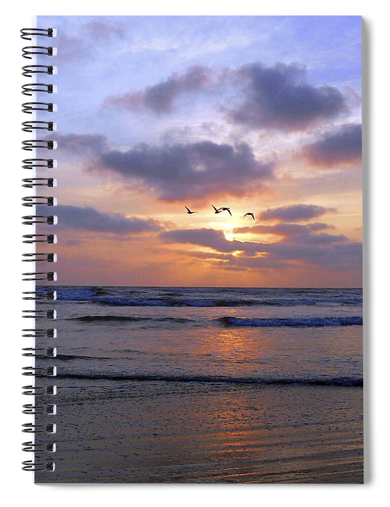 Sunset Spiral Notebook featuring the photograph Evening Flight by Pamela Patch