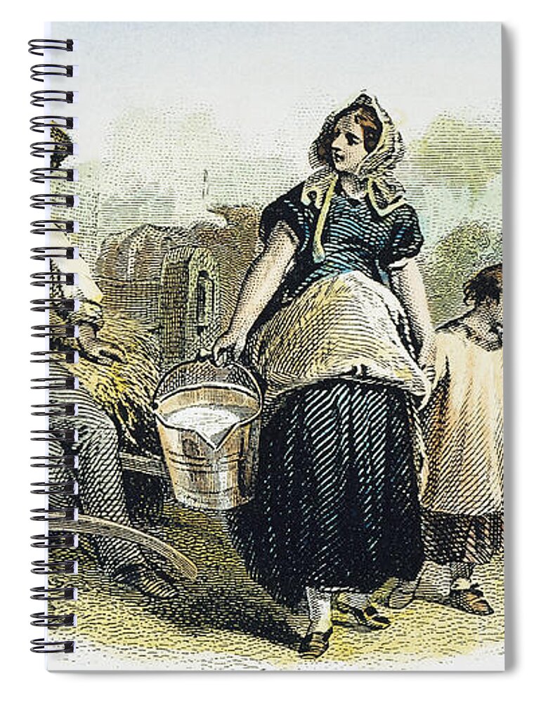 1870 Spiral Notebook featuring the photograph FARM SCENE, c1870 by Granger
