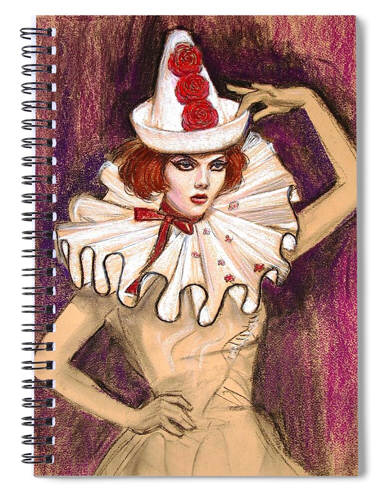 Fashion Spiral Notebook featuring the drawing Fashion Clown by Sue Halstenberg