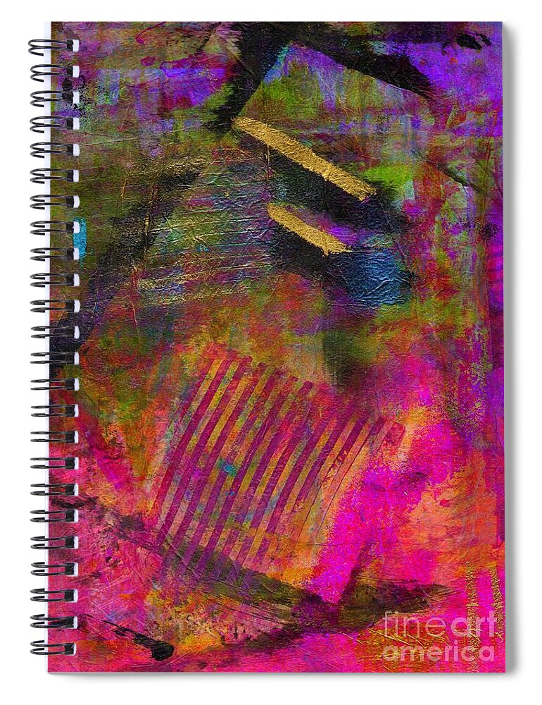 Pink Spiral Notebook featuring the painting Finding Gold After A Very Long Search by Angela L Walker
