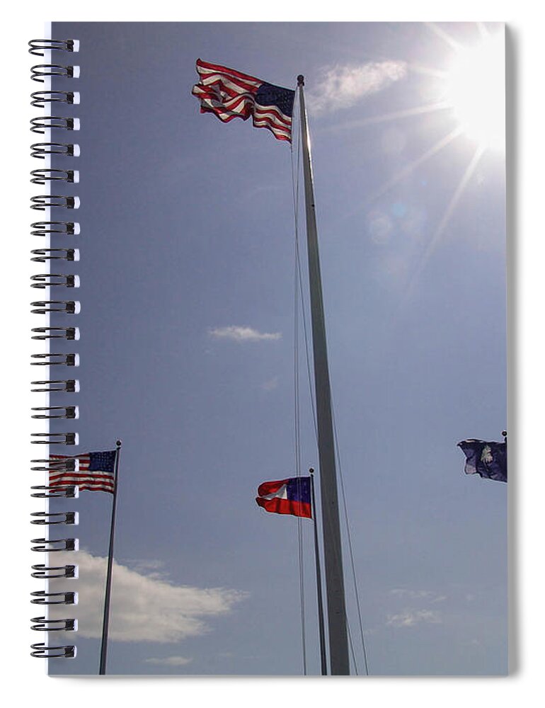 Ft. Sumpter Spiral Notebook featuring the photograph Flags at Ft. Sumpter by Al Griffin