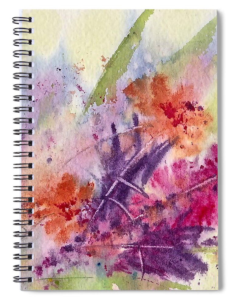 Red Spiral Notebook featuring the painting Flowerz by Frank SantAgata