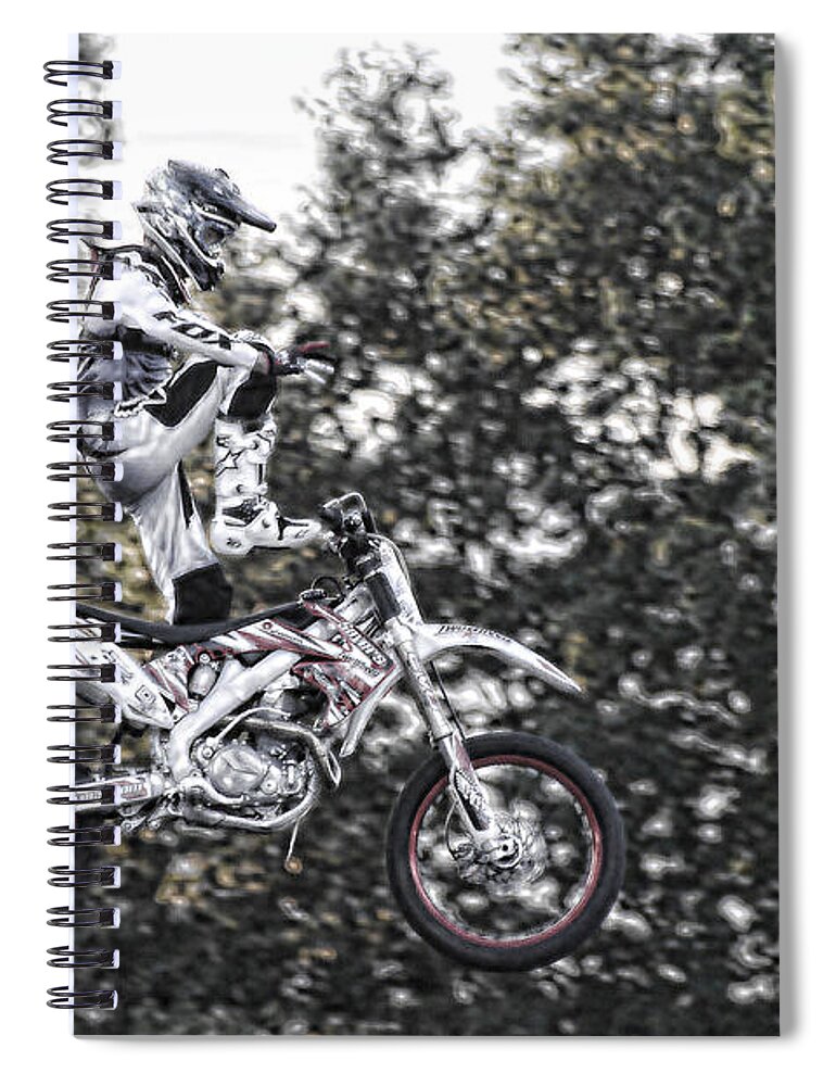 Motorcycle Spiral Notebook featuring the photograph Flying 8 by Lawrence Christopher