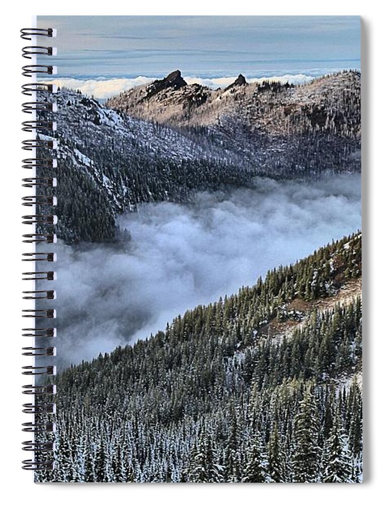 Hurricane Ridge Spiral Notebook featuring the photograph Fog Below Hurricane by Adam Jewell