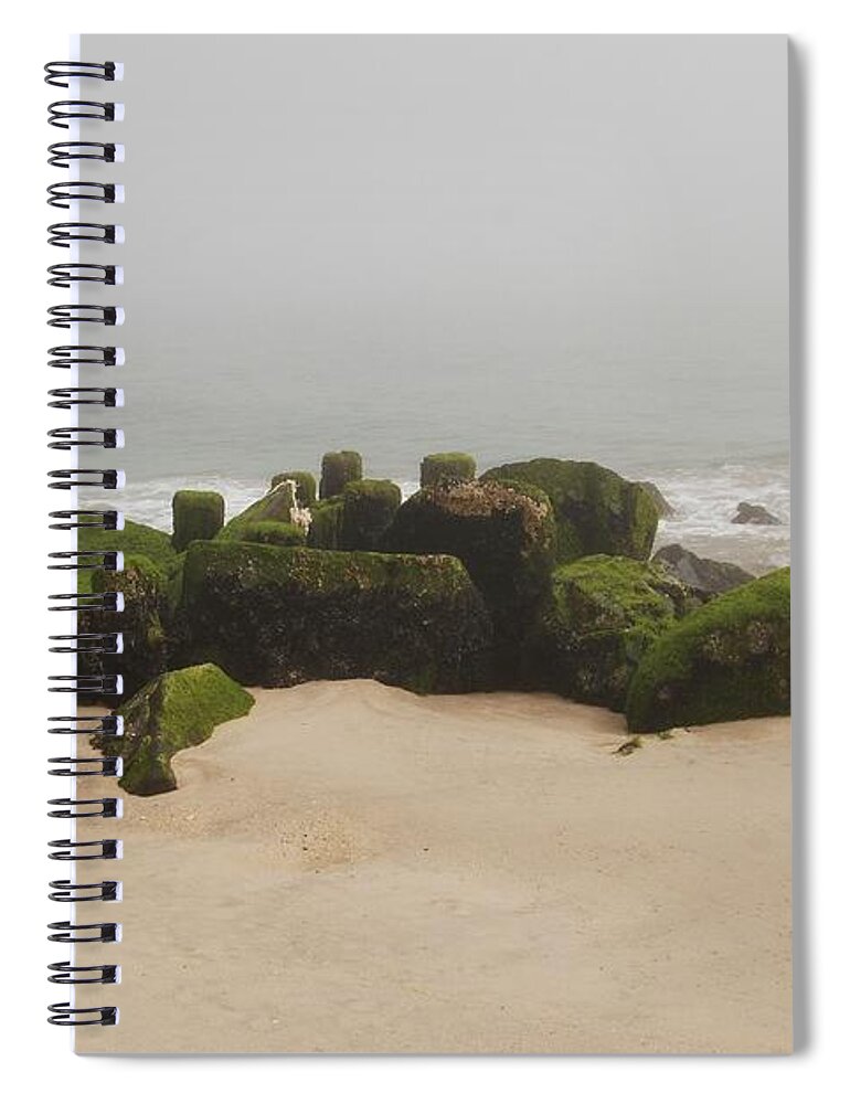 Jersey Shore Spiral Notebook featuring the photograph Fog Sits On Bay Head Beach II- Jersey Shore by Angie Tirado