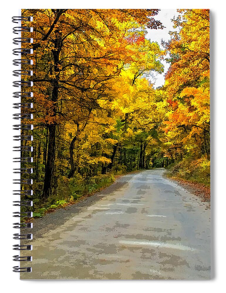West Virginia Spiral Notebook featuring the photograph Follow the Yellow Leafed Road painted by Steve Harrington