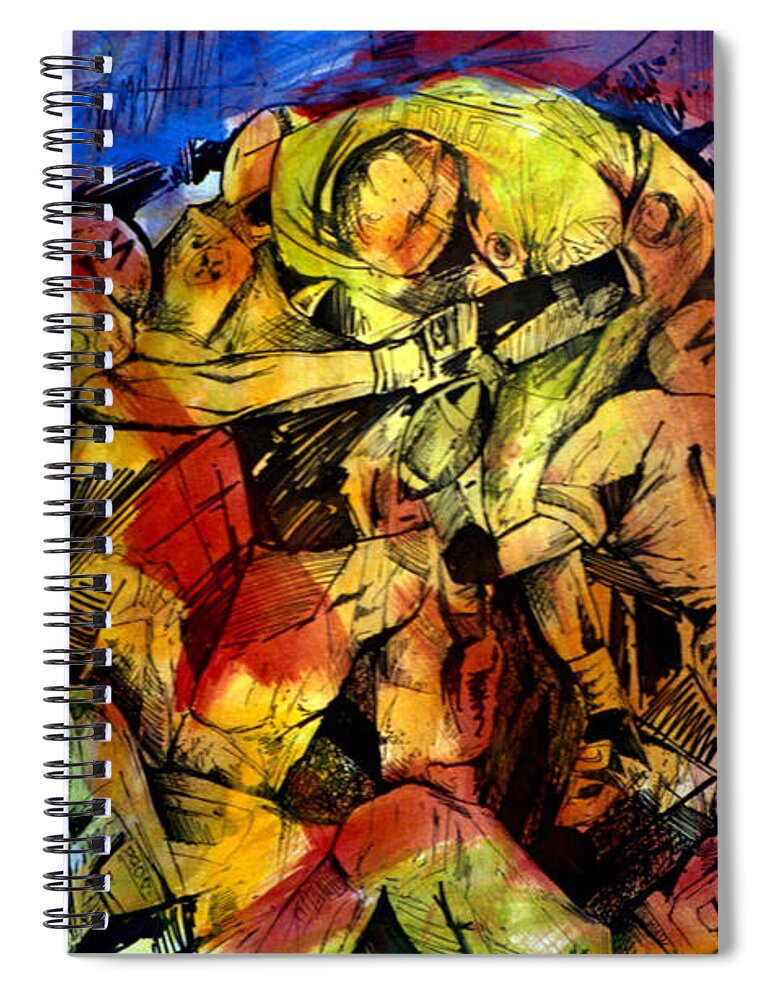  Spiral Notebook featuring the painting Football Cluster by John Gholson