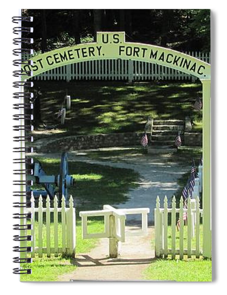 Fort Mackinac Spiral Notebook featuring the photograph Fort Mackinac Post Cemetery by Keith Stokes