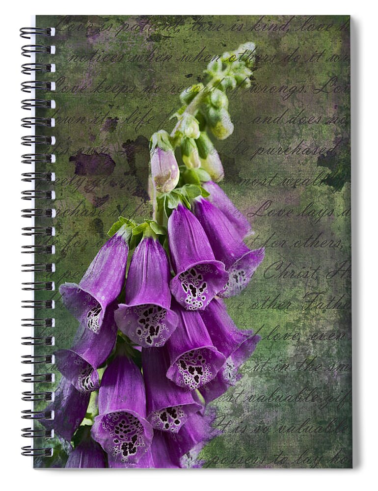 Foxglove Spiral Notebook featuring the photograph Foxglove Digitalis - Love and Christ by Kathy Clark
