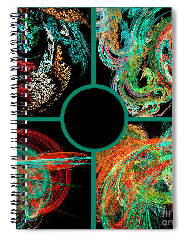 Abstract Spiral Notebook featuring the digital art Fractal 4 V1 by Andee Design