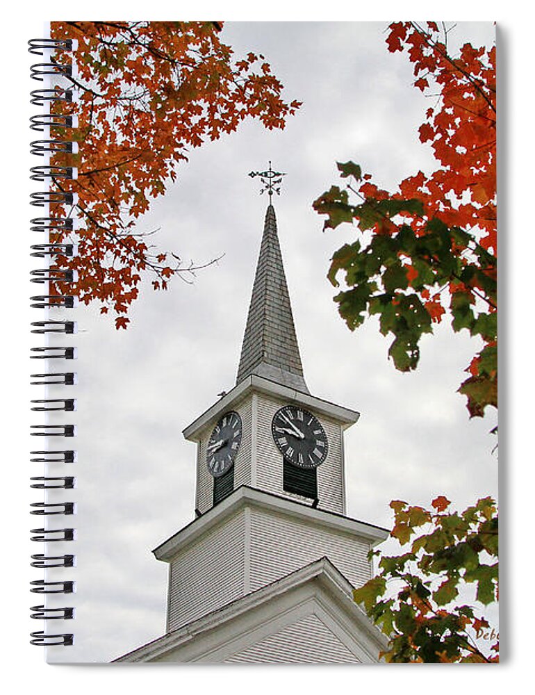 Autumn Spiral Notebook featuring the photograph Franklin Steeple by Deborah Benoit