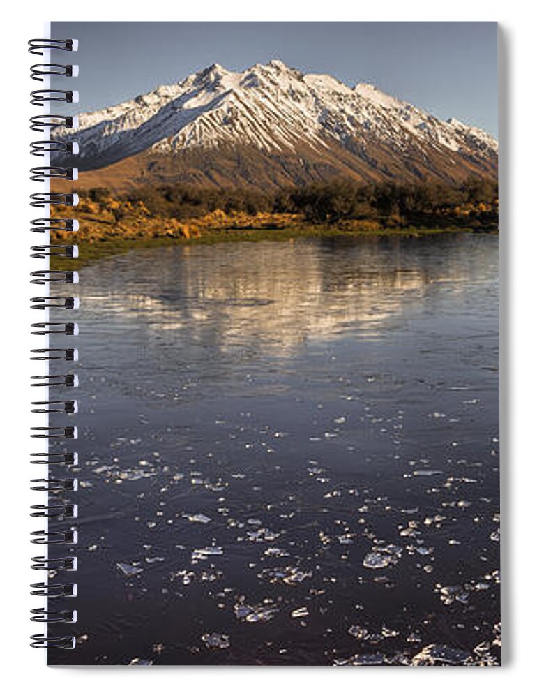 Hhh Spiral Notebook featuring the photograph Frozen Tarn Seen From Mt Sunday by Colin Monteath