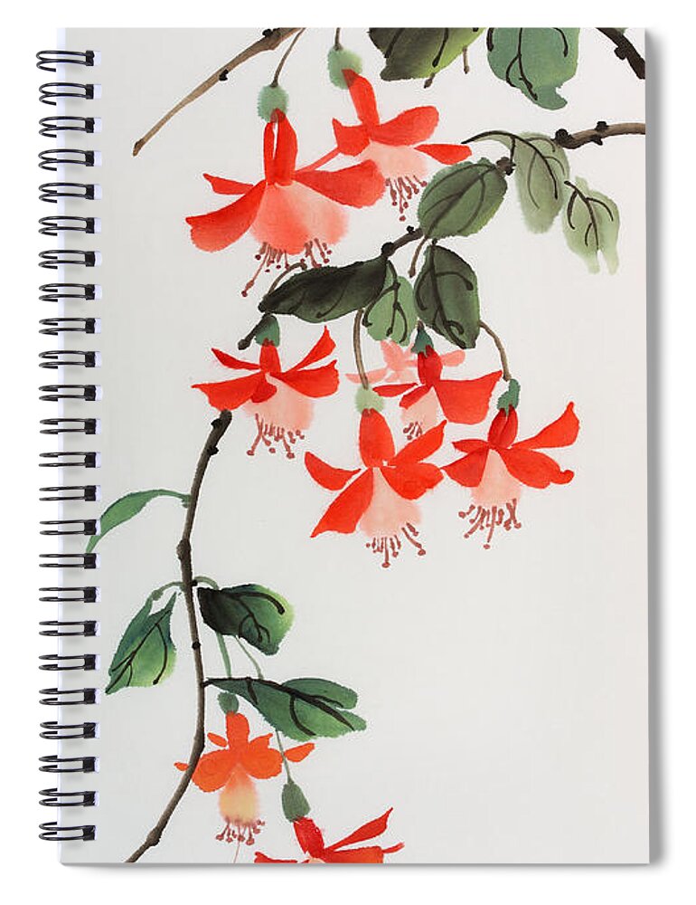 Flower Spiral Notebook featuring the painting Fuschia by Yolanda Koh