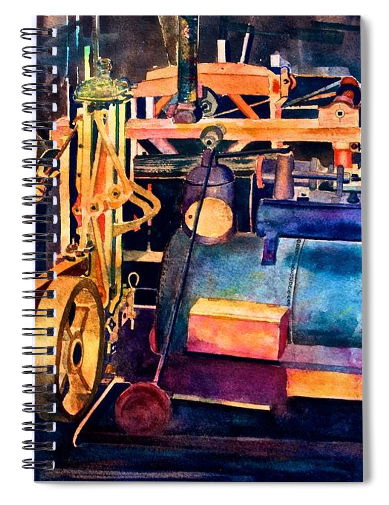 Steam Spiral Notebook featuring the painting Gears and Steam by Frank SantAgata
