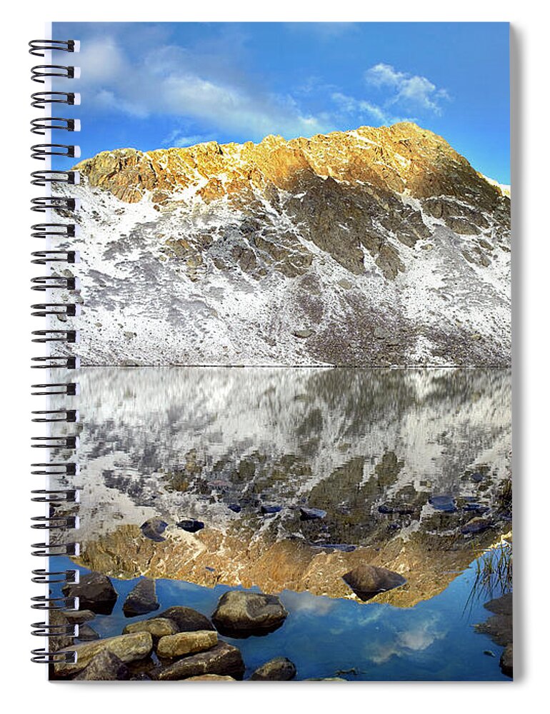 00175170 Spiral Notebook featuring the photograph Geissler Mountain Reflected In Linkins by Tim Fitzharris