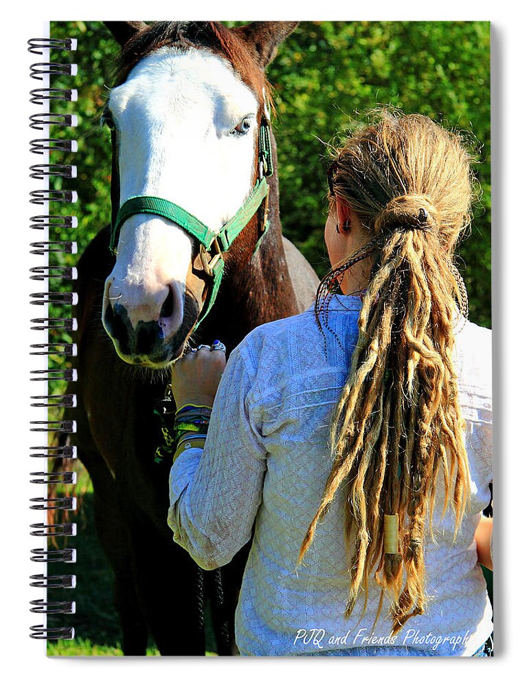  Spiral Notebook featuring the photograph 'Ghostface and Golden Dreads' by PJQandFriends Photography