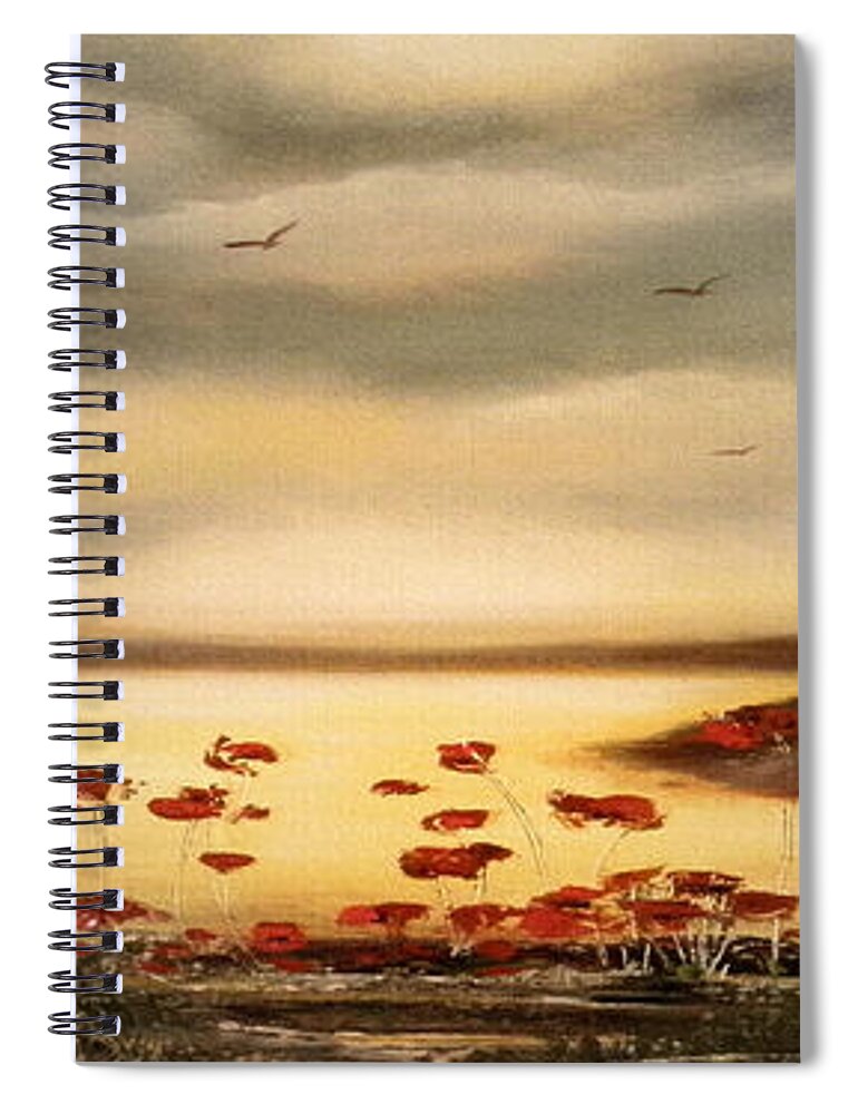 Sunset Spiral Notebook featuring the painting Glory - Panoramic Sunset 2 by Gina De Gorna