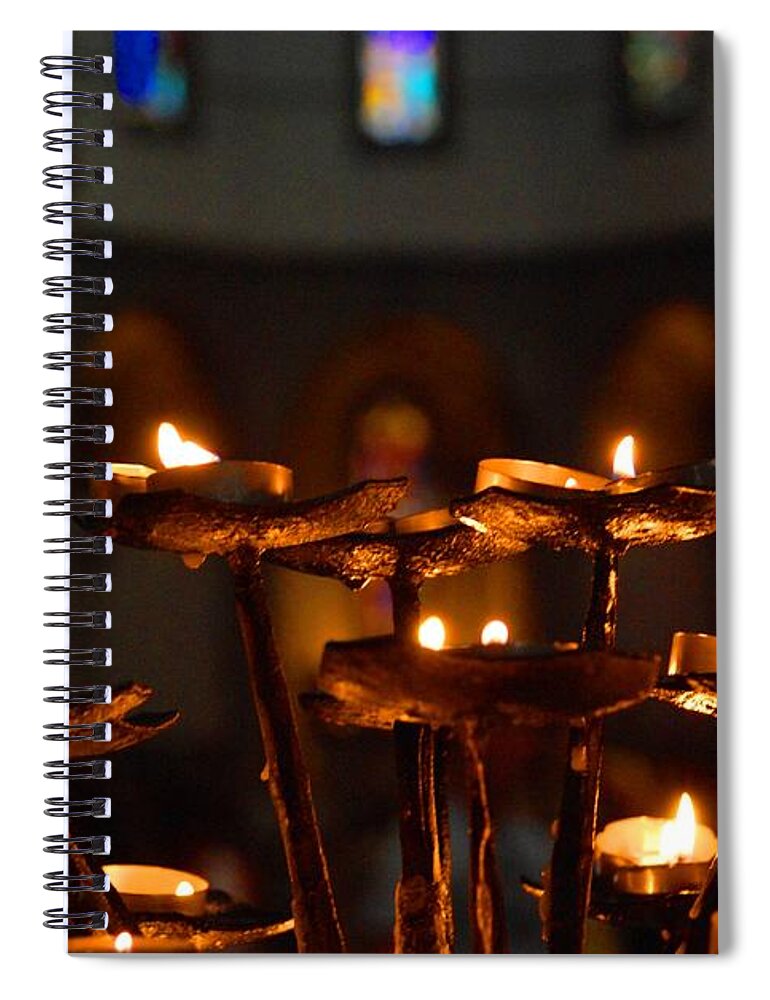 Candles Spiral Notebook featuring the photograph Golden lights by Dany Lison