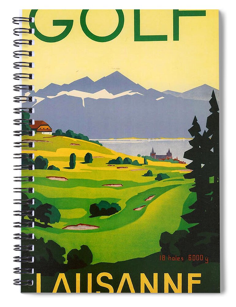Golf Spiral Notebook featuring the digital art Golfing in Lausanne by Georgia Clare