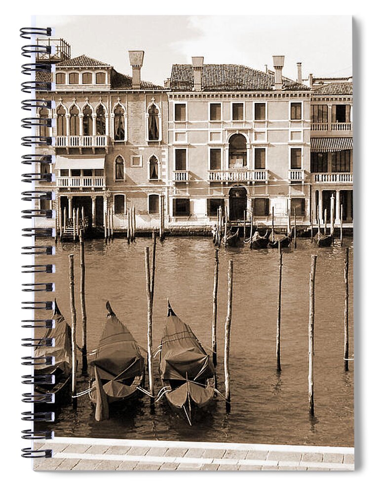 Venice Spiral Notebook featuring the photograph Gondolas Outside Salute by Donna Corless