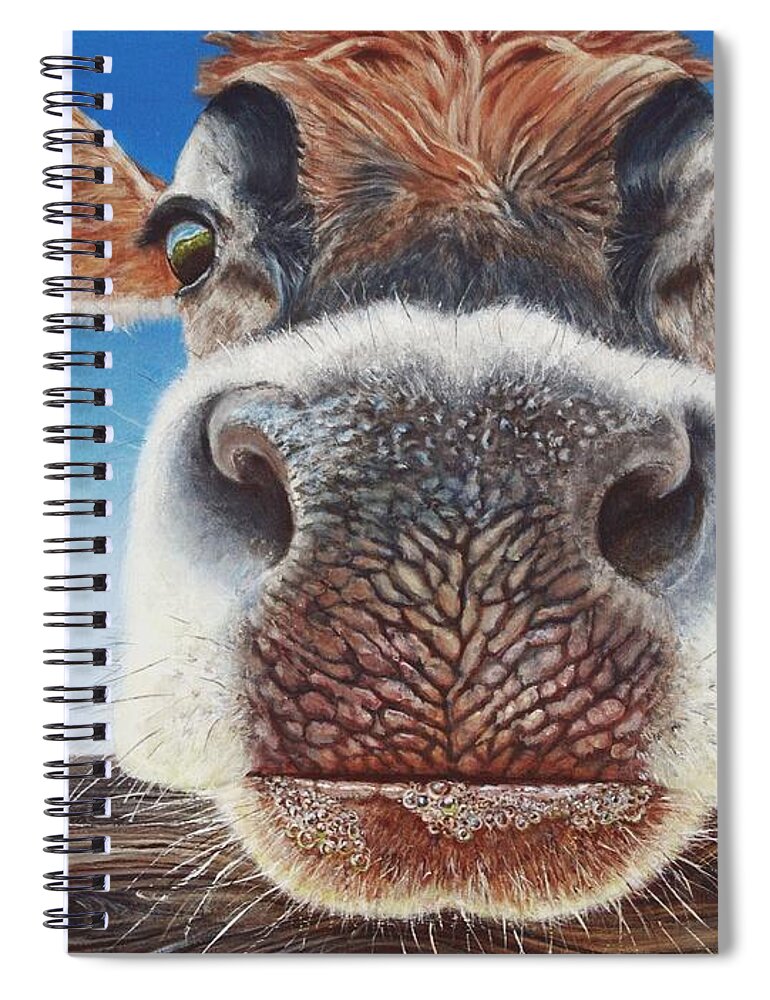 Cow Spiral Notebook featuring the painting Greener Pastures by Greg and Linda Halom