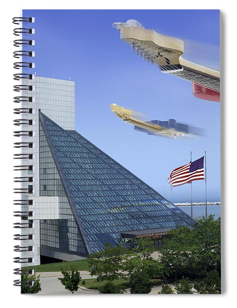 Flying Guitars Spiral Notebook featuring the photograph Guitar Wars At The Rock Hall by Mike McGlothlen