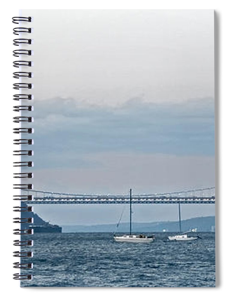 Panoramic Spiral Notebook featuring the photograph GWB Sunset by S Paul Sahm