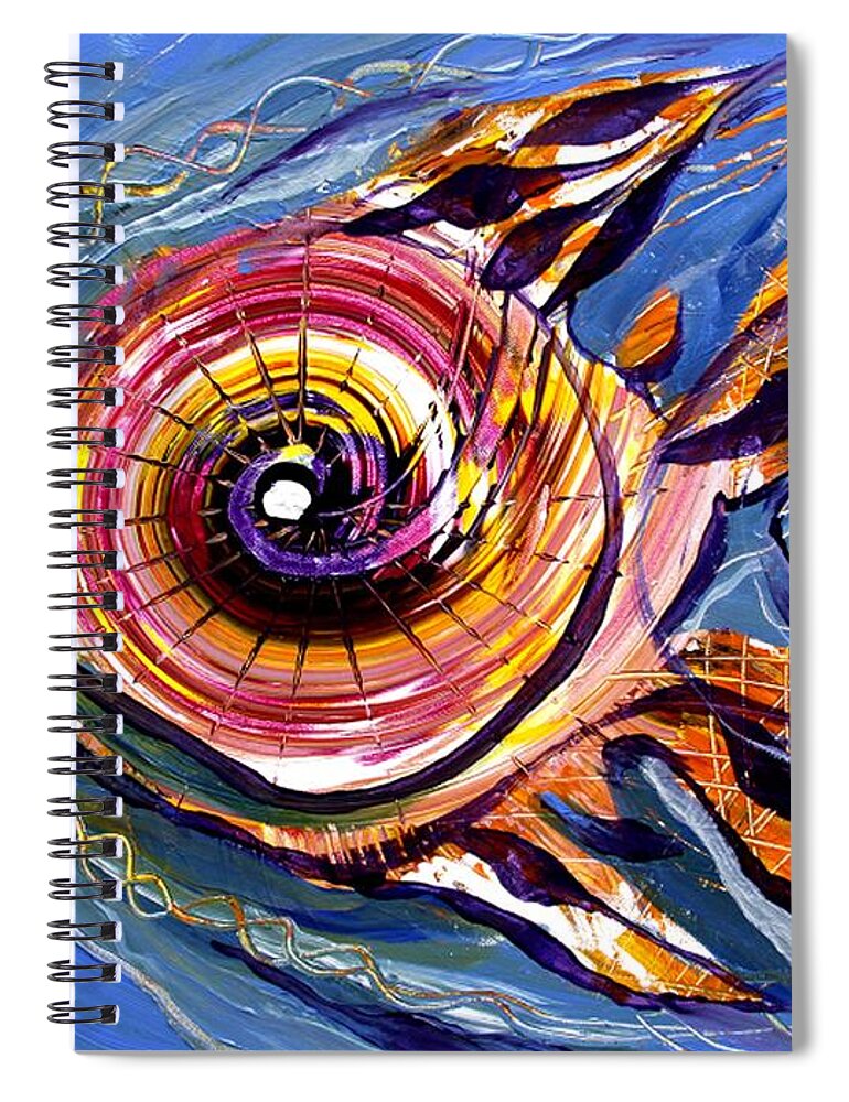 Fish Paintings Spiral Notebook featuring the painting Happified Swirl Fish by J Vincent Scarpace