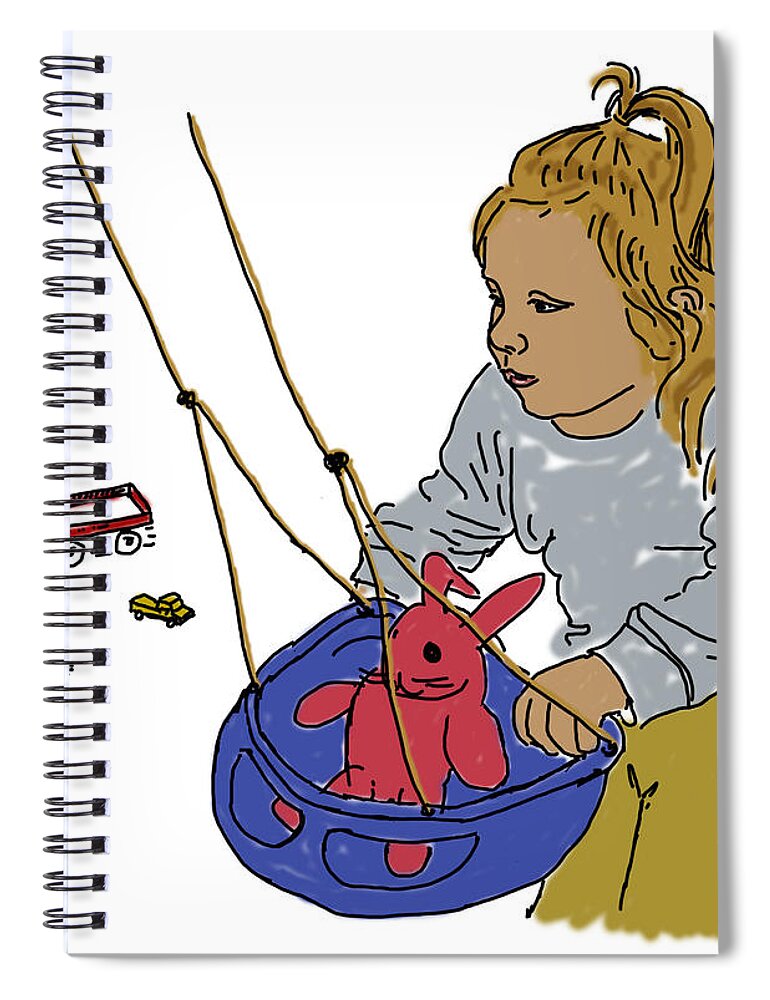  Spiral Notebook featuring the drawing Harper Playing by Daniel Reed