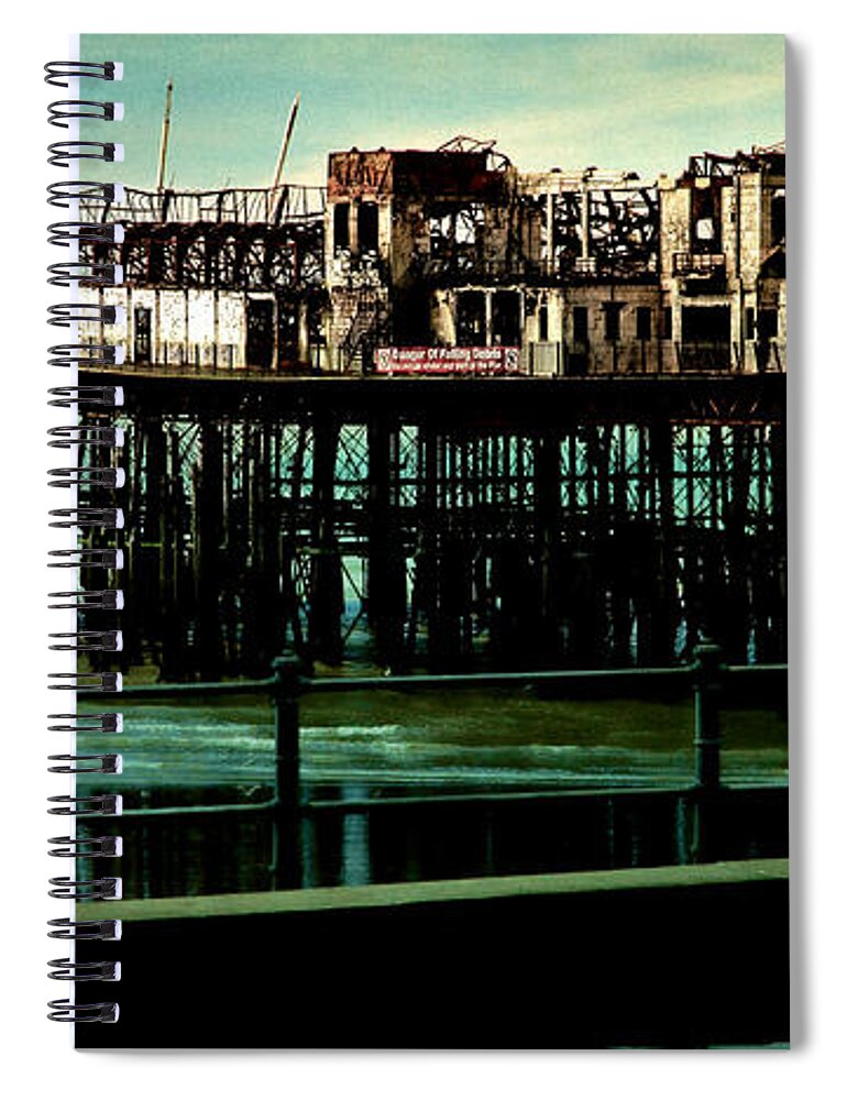 Damage Spiral Notebook featuring the photograph Hastings Pier by Chris Lord