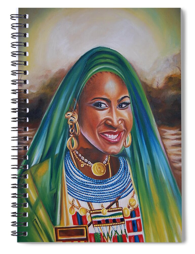 Hausa Spiral Notebook featuring the painting Hausa beauty by Olaoluwa Smith