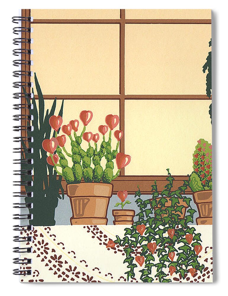 Hearts Serigraph Spiral Notebook featuring the relief Hearts A' Bloom by Anne Gifford