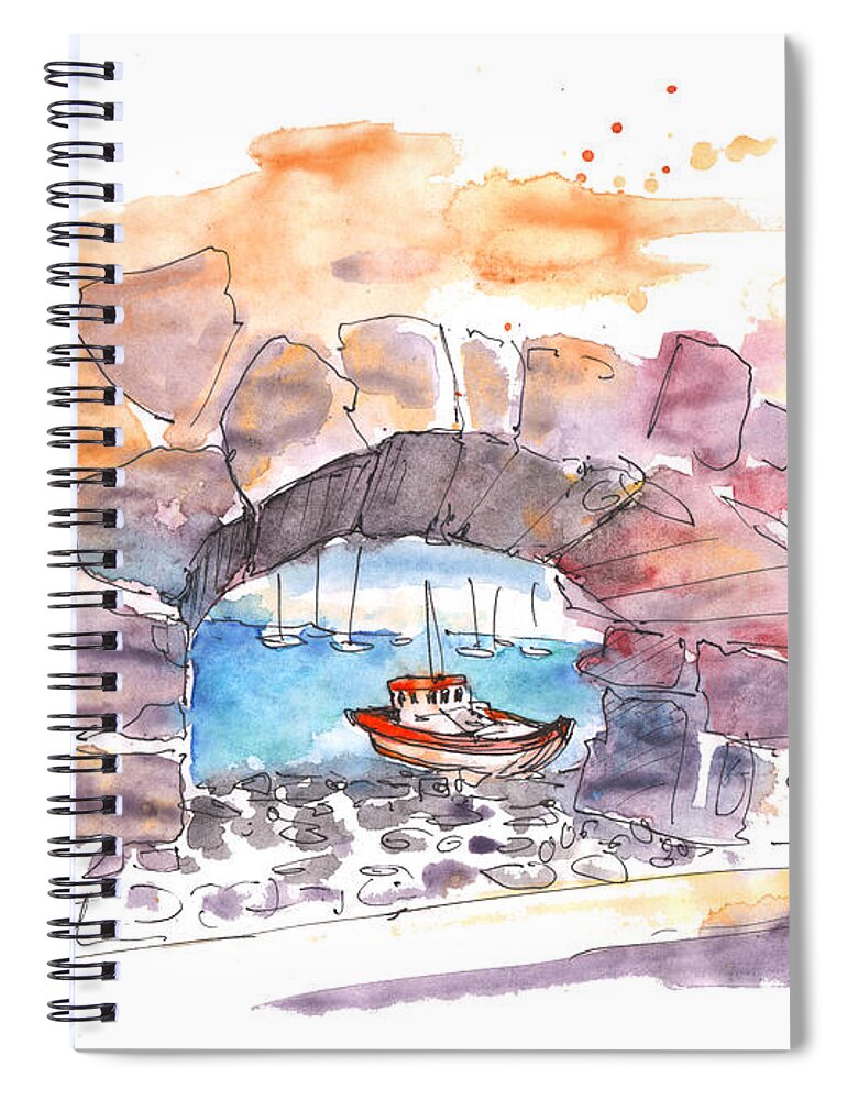 Travel Sketch Spiral Notebook featuring the painting Heraklion 01 by Miki De Goodaboom