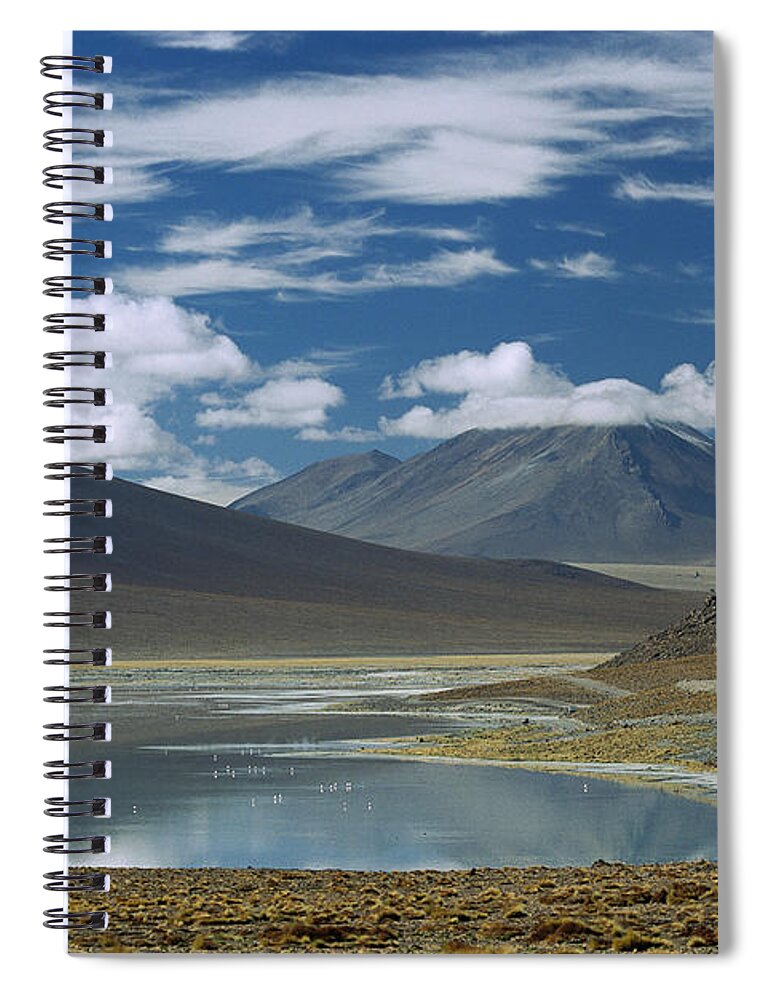 Mp Spiral Notebook featuring the photograph High Andean Lake And Altiplano by Pete Oxford