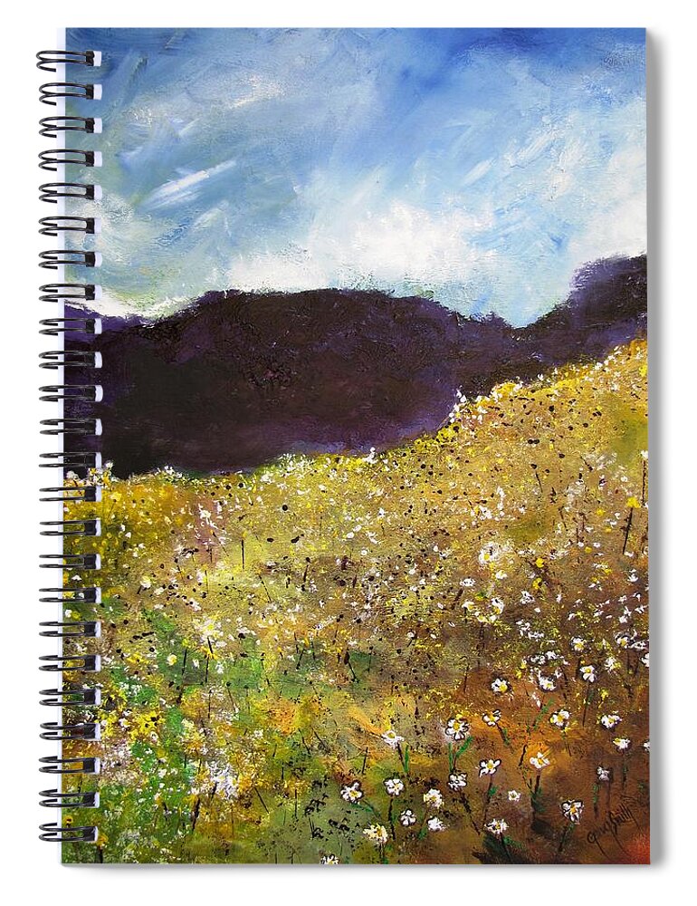 Mountains Spiral Notebook featuring the painting High Field of Flowers by Gary Smith