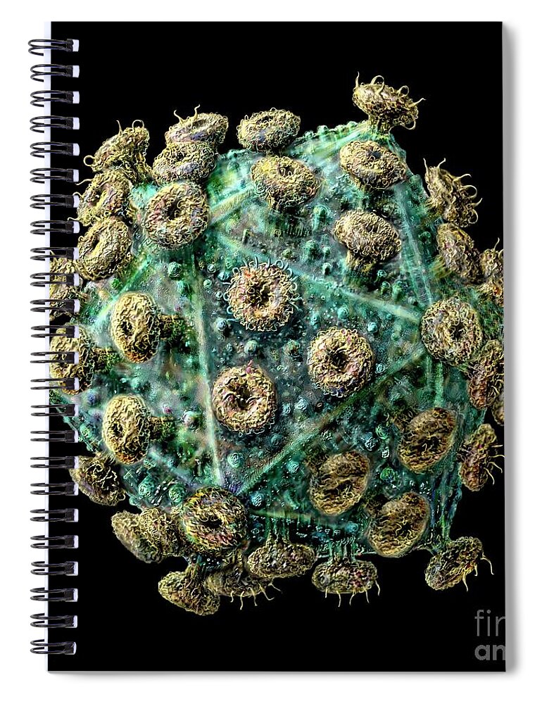 Acquired Spiral Notebook featuring the digital art HIV Laevo Black by Russell Kightley