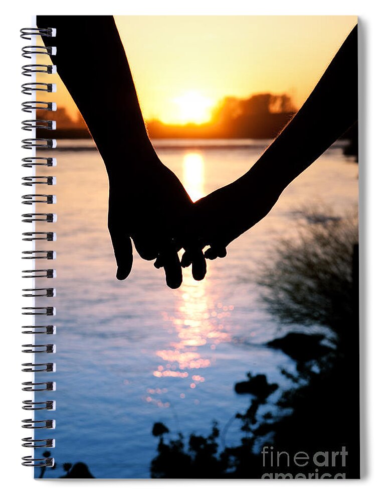 Vertical Spiral Notebook featuring the photograph Holding Hands Silhouette by Cindy Singleton