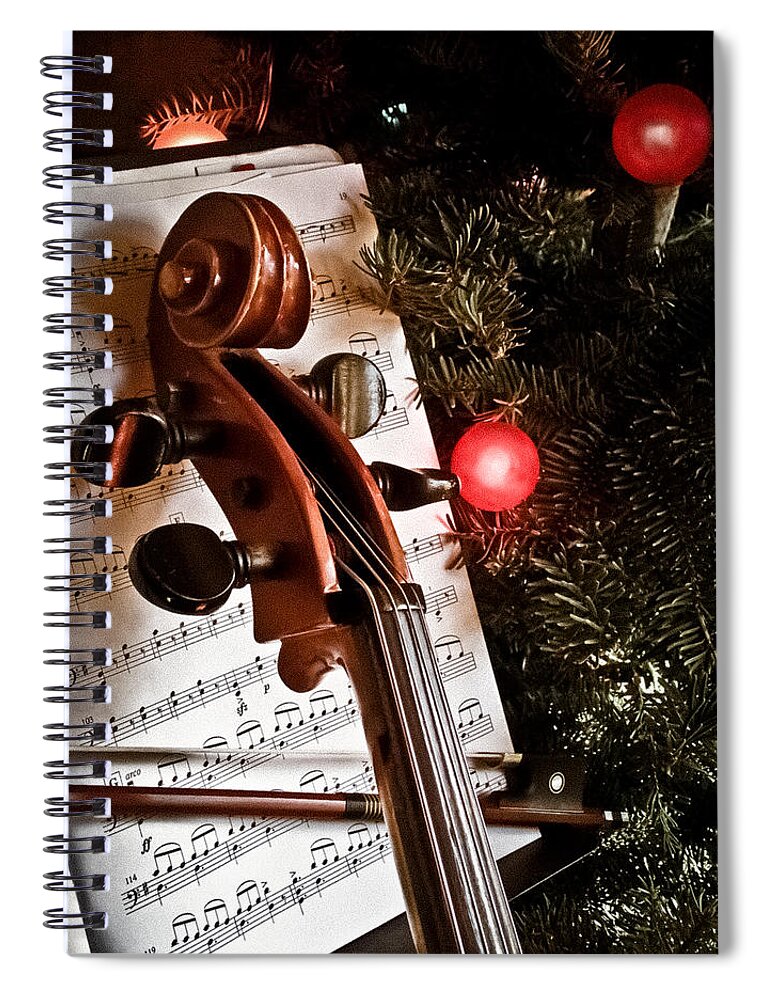 Cello Spiral Notebook featuring the photograph Albuquerque, New Mexico - Holiday Cello by Mark Forte