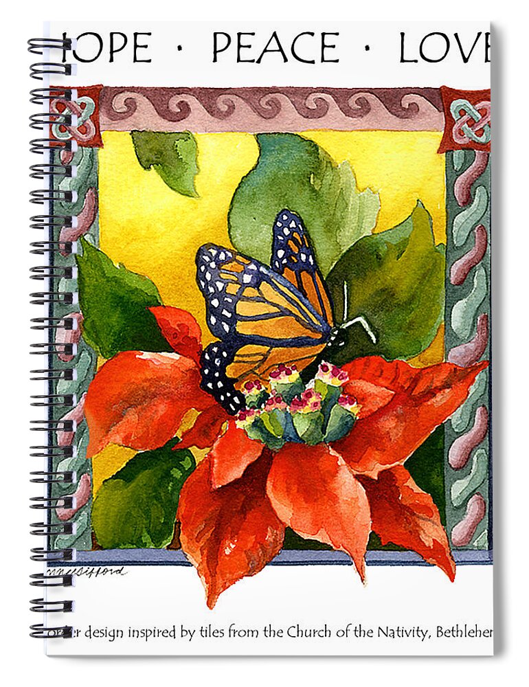 Hope Painting Spiral Notebook featuring the painting Hope Peace Love by Anne Gifford