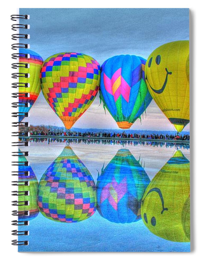 Balluminaria Spiral Notebook featuring the photograph Hot Air Balloons at Eden Park by Jeremy Lankford