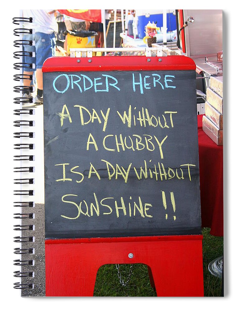 Hot Spiral Notebook featuring the photograph Hot Dog Stand Humor by Kay Novy