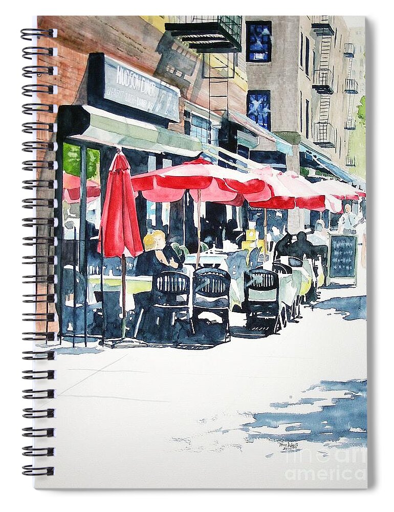 Watercolor Spiral Notebook featuring the painting Hudson Diner by Tom Riggs