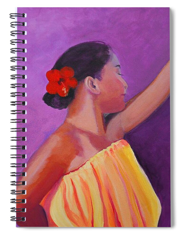 Hula Spiral Notebook featuring the painting Hula Lady by Marionette Taboniar
