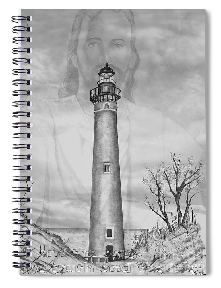 I Spiral Notebook featuring the drawing I Am The Way by Bill Richards